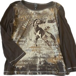 Suzie In The City Wild West Graphic Tee - Brown